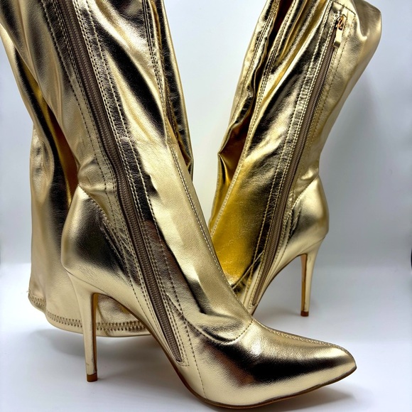 CAMSSOO Women's Thigh High Boots Side Zip Pointed Toe Fashion Stiletto Size 7.5 - Picture 4 of 7